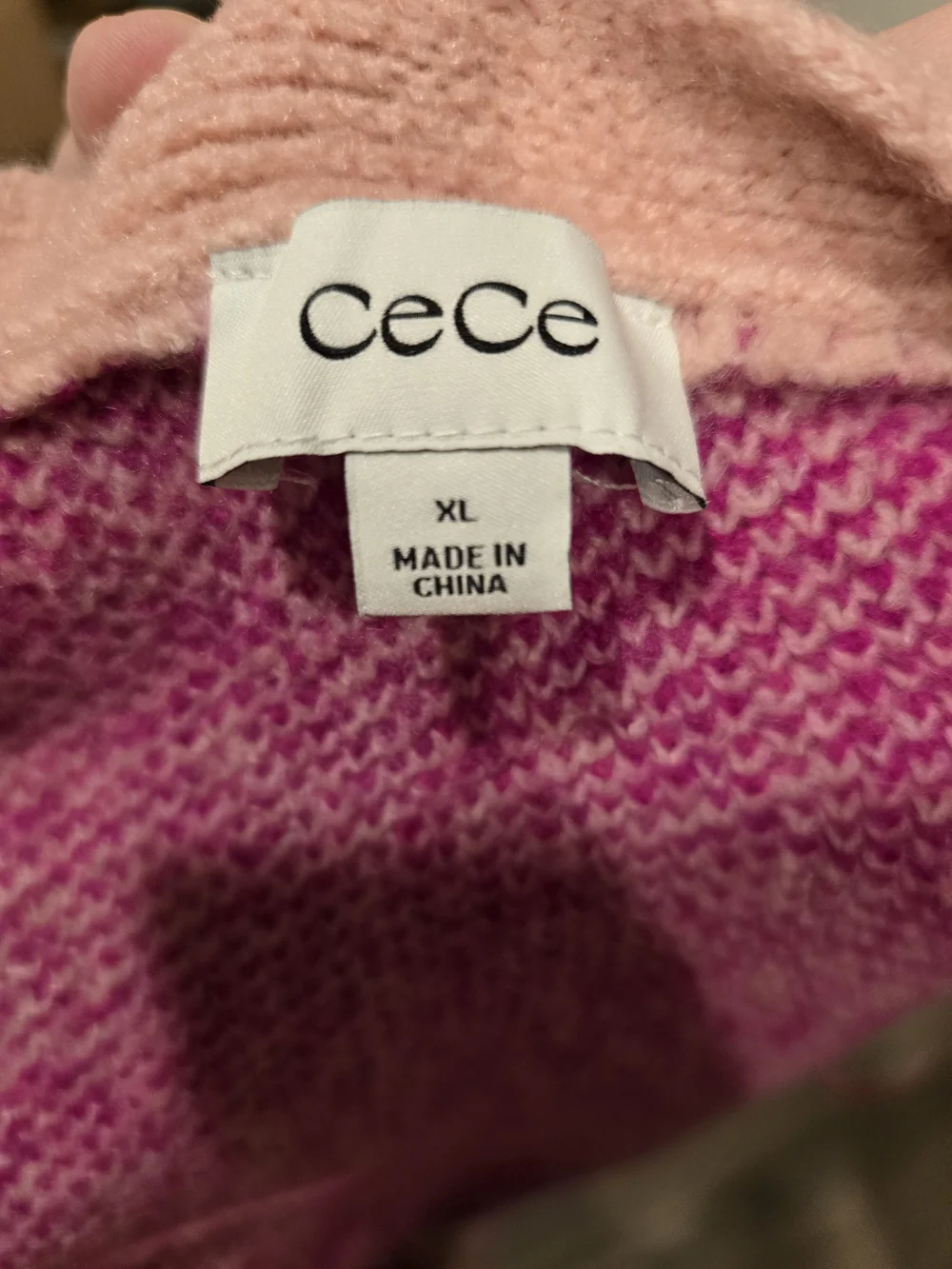 CeCe Pink Heart-Print V-Neck Cardigan with Hot-Pink Accents